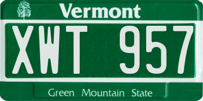 VT license plate XWT957