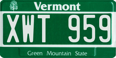 VT license plate XWT959
