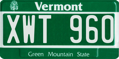 VT license plate XWT960