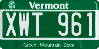 VT license plate XWT961