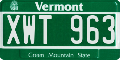 VT license plate XWT963