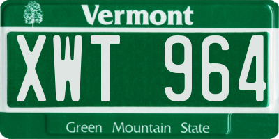 VT license plate XWT964