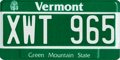 VT license plate XWT965