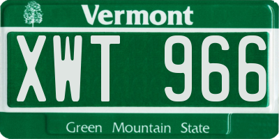 VT license plate XWT966
