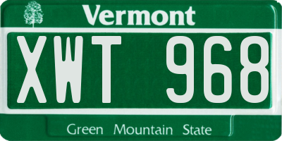 VT license plate XWT968