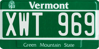 VT license plate XWT969