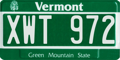 VT license plate XWT972