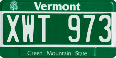 VT license plate XWT973