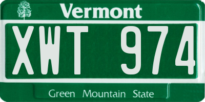VT license plate XWT974