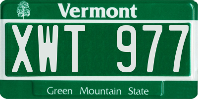 VT license plate XWT977
