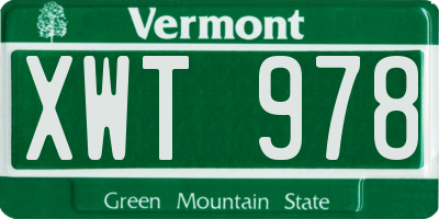 VT license plate XWT978