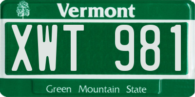 VT license plate XWT981