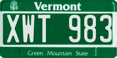 VT license plate XWT983