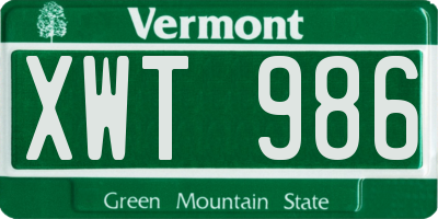 VT license plate XWT986