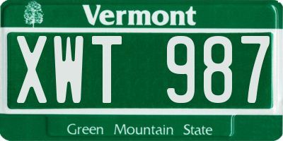 VT license plate XWT987