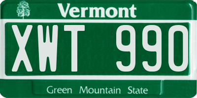 VT license plate XWT990