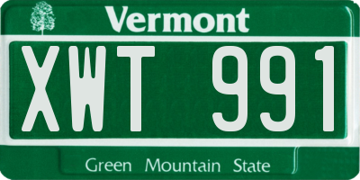 VT license plate XWT991