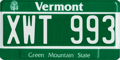 VT license plate XWT993