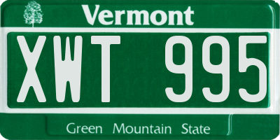 VT license plate XWT995