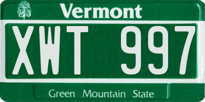 VT license plate XWT997