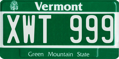 VT license plate XWT999