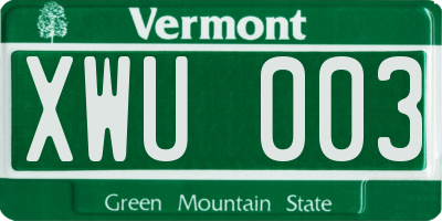 VT license plate XWU003