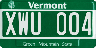 VT license plate XWU004