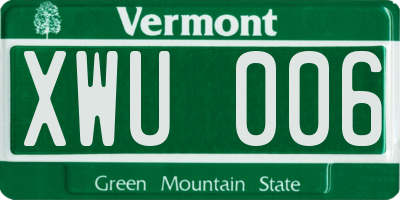 VT license plate XWU006