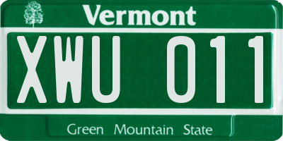 VT license plate XWU011