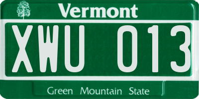 VT license plate XWU013