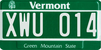 VT license plate XWU014