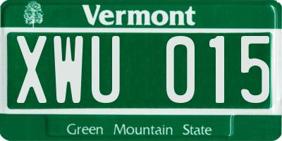 VT license plate XWU015