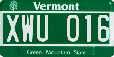 VT license plate XWU016