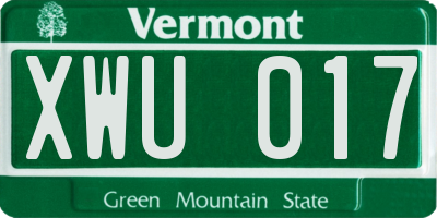 VT license plate XWU017