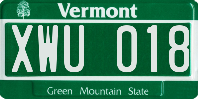 VT license plate XWU018