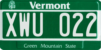 VT license plate XWU022