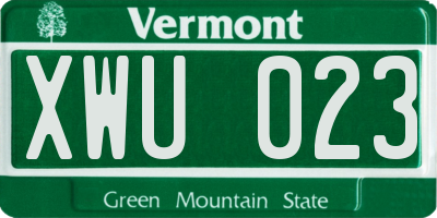 VT license plate XWU023