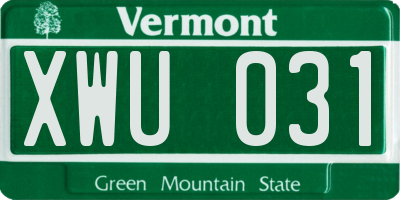 VT license plate XWU031