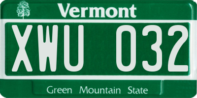 VT license plate XWU032