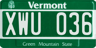 VT license plate XWU036