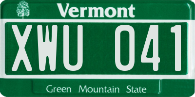 VT license plate XWU041