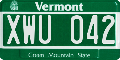 VT license plate XWU042