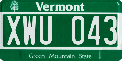 VT license plate XWU043