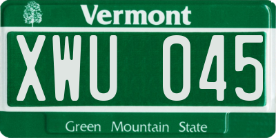 VT license plate XWU045