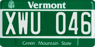 VT license plate XWU046