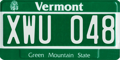 VT license plate XWU048