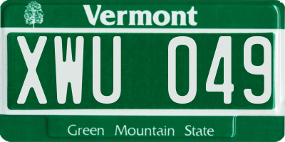VT license plate XWU049