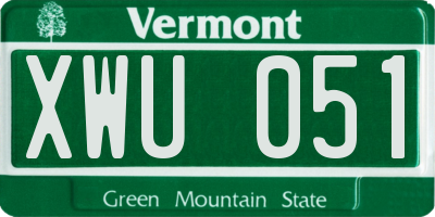 VT license plate XWU051