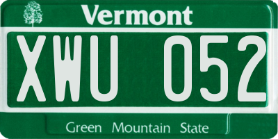 VT license plate XWU052