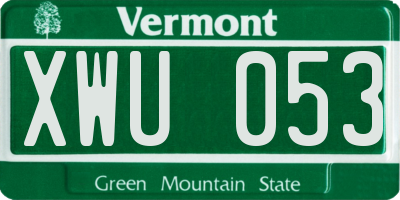 VT license plate XWU053